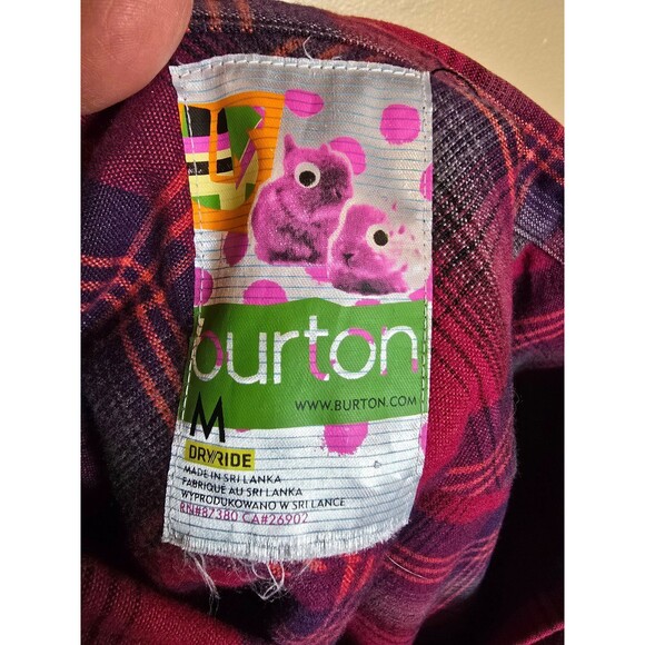 Burton DryRide Flannel Shirt Pink Purple Plaid Button Front Women's Size Medium - Picture 4 of 8